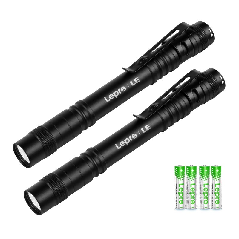 Lepro LE LED Pen Flashlights, Lightweight, Mini, Waterproof Pocket Flashlight with Clip, 2 Pack Small Flashlights for Inspection, Work, Emergency - Image 1